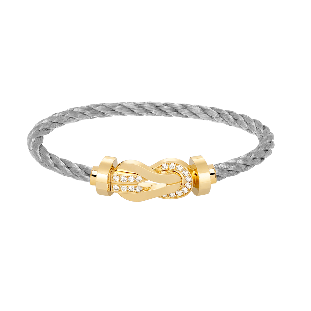 [Luxe Jewelry]CHANCE LARGE 8 FIGURE BUCKLE HALF DIAMOND BRACELET GOLD