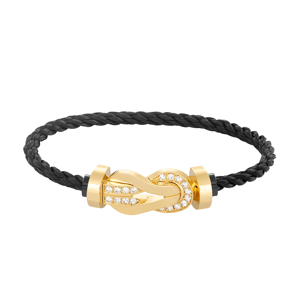 [Luxe Jewelry]CHANCE LARGE 8 FIGURE BUCKLE HALF DIAMOND BRACELET GOLD