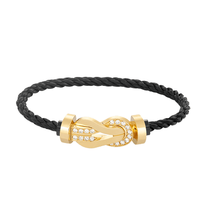 [Luxe Jewelry]CHANCE LARGE 8 FIGURE BUCKLE HALF DIAMOND BRACELET GOLD