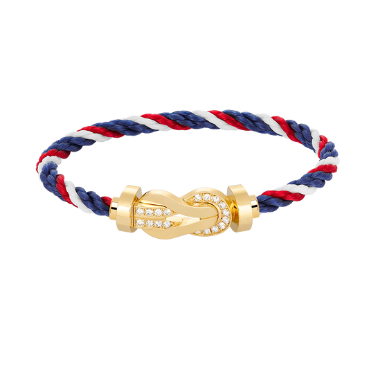 [Luxe Jewelry]CHANCE LARGE 8 FIGURE BUCKLE HALF DIAMOND BRACELET GOLD