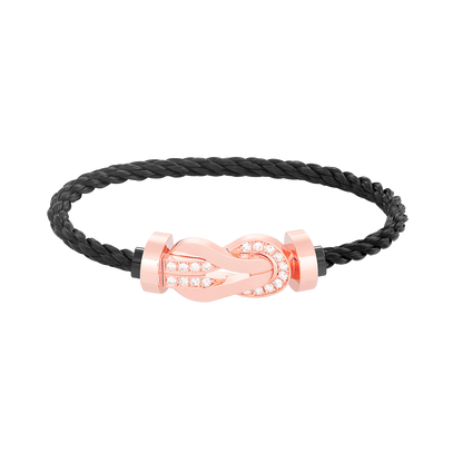 [Luxe Jewelry]CHANCE LARGE 8 FIGURE BUCKLE HALF DIAMOND BRACELET ROSE GOLD