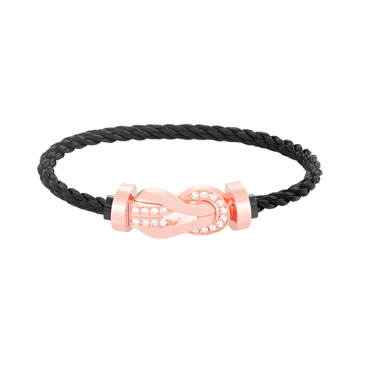 [Luxe Jewelry]CHANCE LARGE 8 FIGURE BUCKLE HALF DIAMOND BRACELET ROSE GOLD