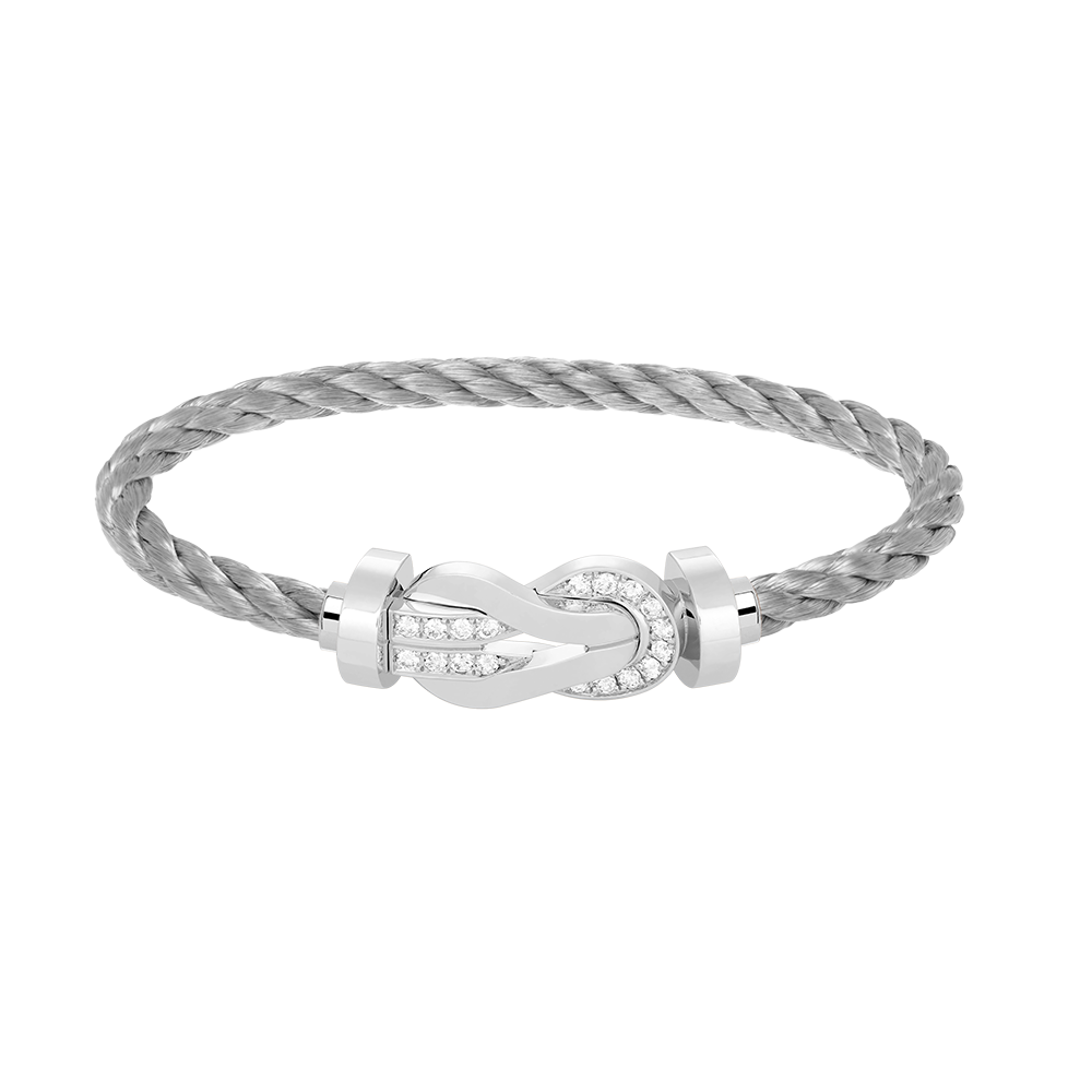 [Luxe Jewelry]CHANCE LARGE 8 FIGURE BUCKLE HALF DIAMOND BRACELET SILVER
