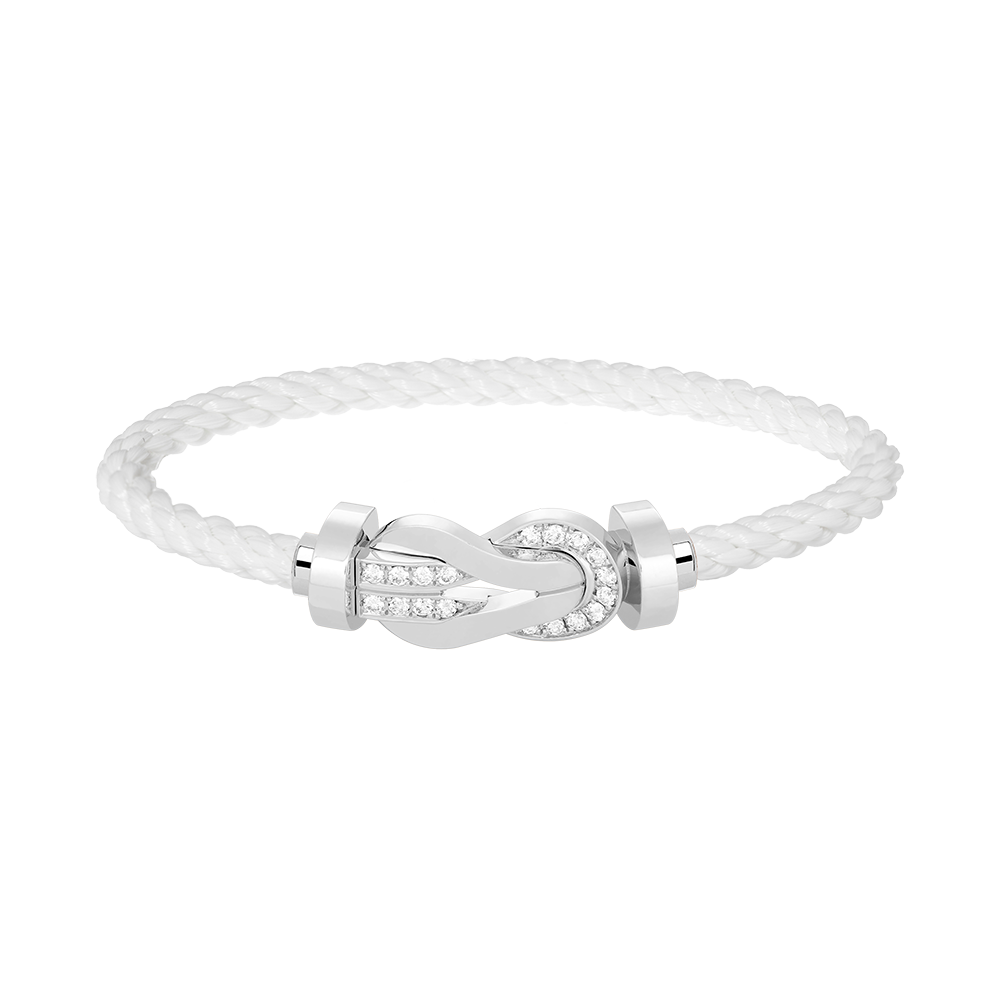 [Luxe Jewelry]CHANCE LARGE 8 FIGURE BUCKLE HALF DIAMOND BRACELET SILVER