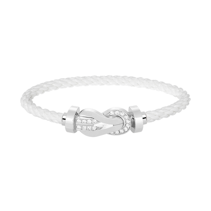 [Luxe Jewelry]CHANCE LARGE 8 FIGURE BUCKLE HALF DIAMOND BRACELET SILVER