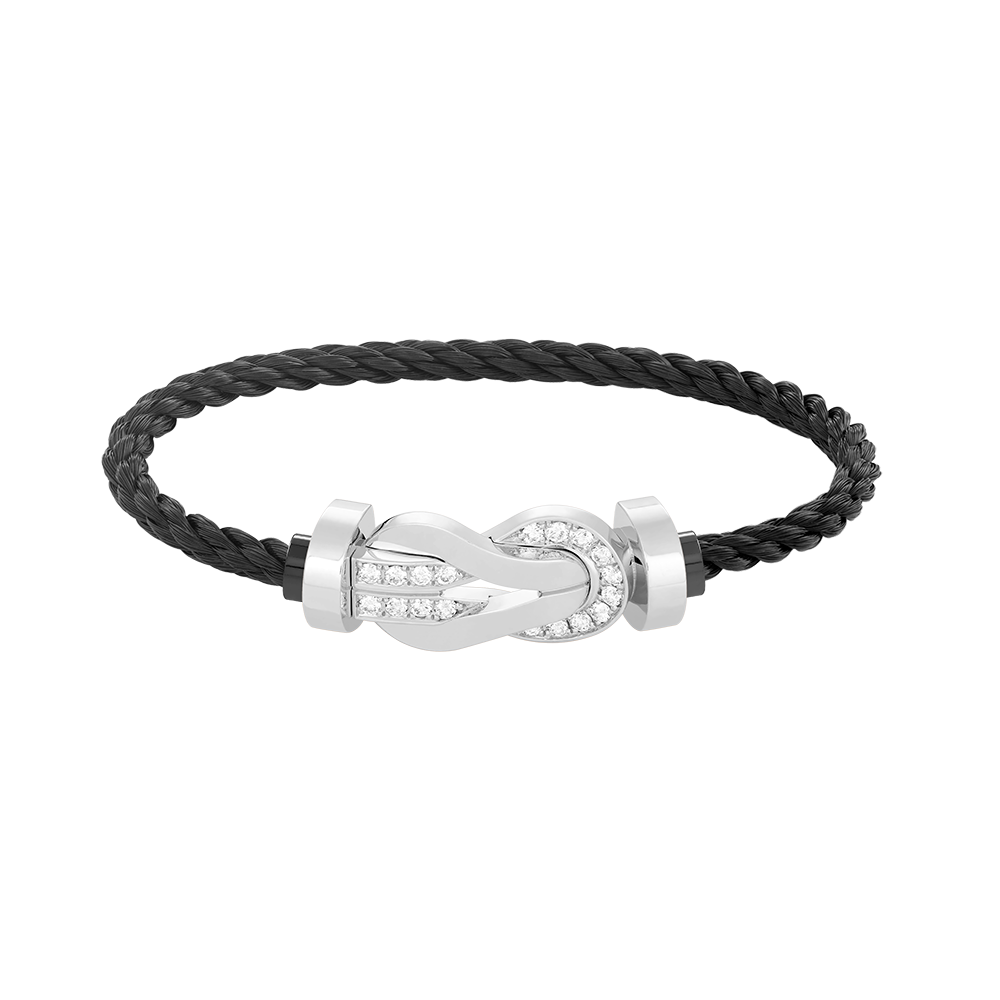 [Luxe Jewelry]CHANCE LARGE 8 FIGURE BUCKLE HALF DIAMOND BRACELET SILVER