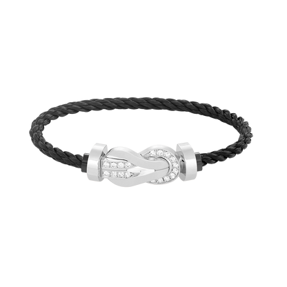 [Luxe Jewelry]CHANCE LARGE 8 FIGURE BUCKLE HALF DIAMOND BRACELET SILVER