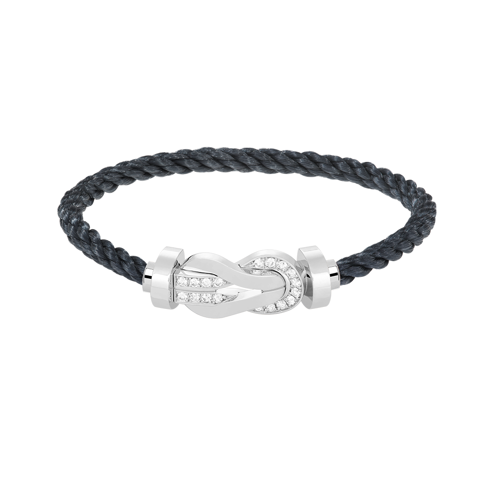 [Luxe Jewelry]CHANCE LARGE 8 FIGURE BUCKLE HALF DIAMOND BRACELET SILVER
