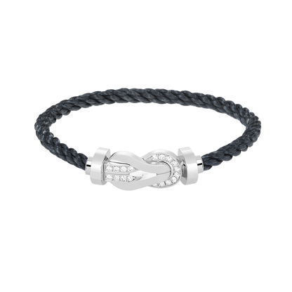 [Luxe Jewelry]CHANCE LARGE 8 FIGURE BUCKLE HALF DIAMOND BRACELET SILVER