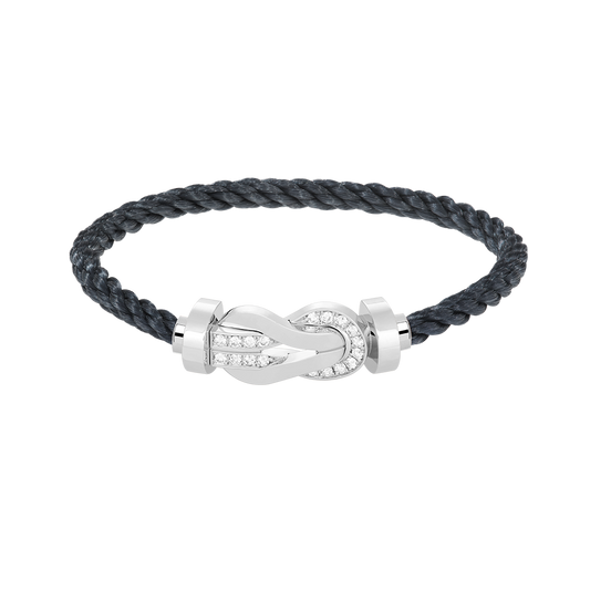 [Luxe Jewelry]CHANCE LARGE 8 FIGURE BUCKLE HALF DIAMOND BRACELET SILVER