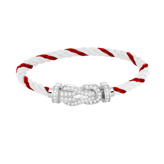 [Luxe Jewelry]CHANCE LARGE 8 FIGURE BUCKLE FULL DIAMOND BRACELET SILVER