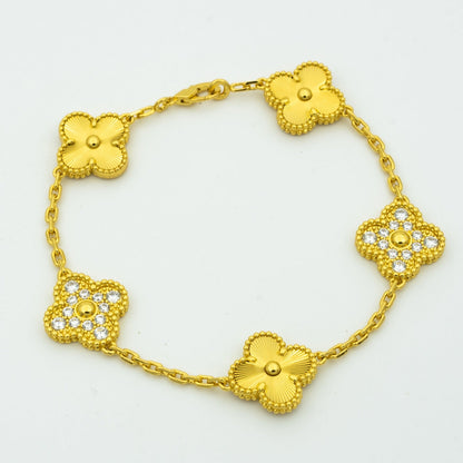 [Luxe Jewelry]CLOVER BRACELET 5 MOTIFS GOLD DIAMOND