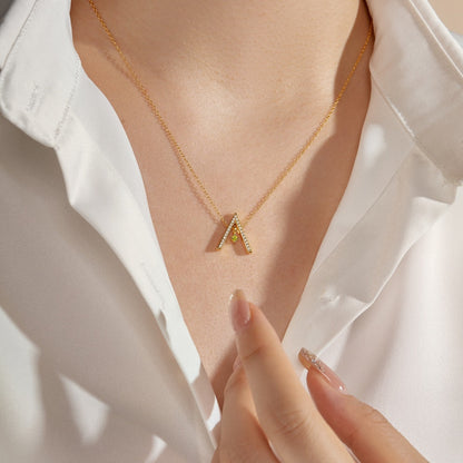 [Luxe Jewelry]Sparkling "A" Shape Necklace