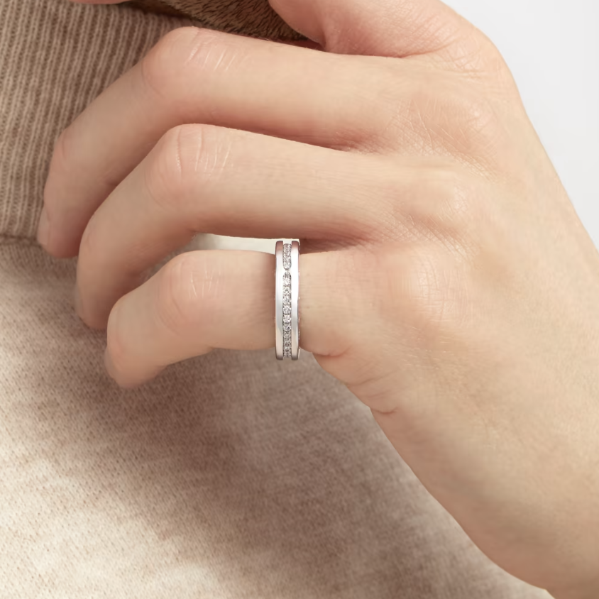 [Luxe Jewelry]ZERO 1 ONE-BAND PAVED DIAMONDS ON THE SPIRAL RING