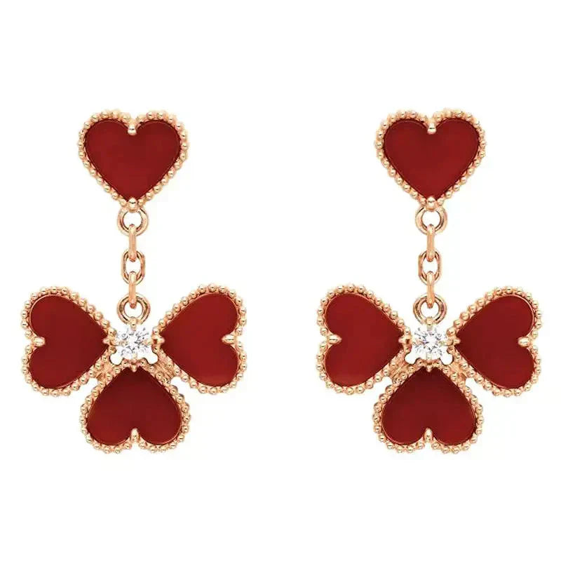 [Luxe Jewelry]SWEET CLOVER CARNELIAN EARRINGS