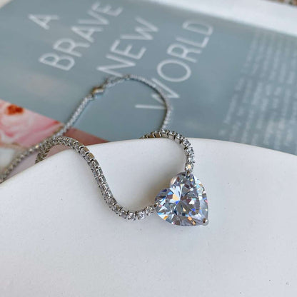 [Luxe Jewelry]8.0 Carat Versatile Colorful Sweet Heart-Shaped Tennis Necklace