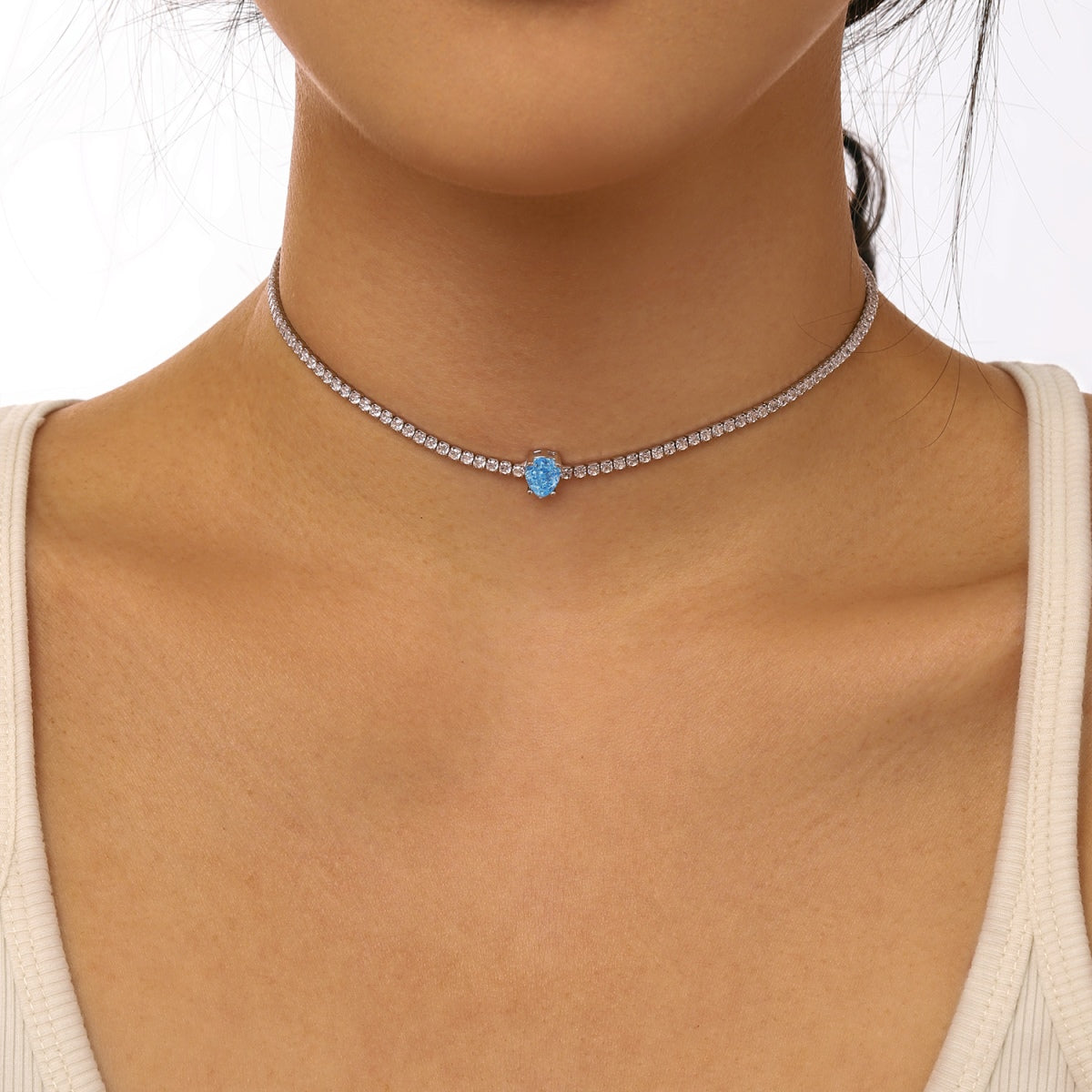 [Luxe Jewelry]1.0 carat Unique Pear Cut Tennis Necklace