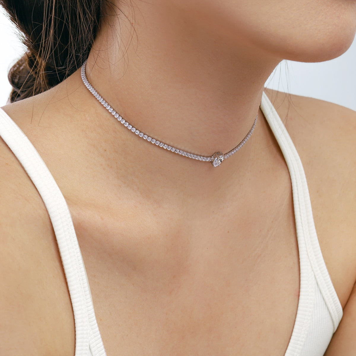 [Luxe Jewelry]1.0 carat Unique Pear Cut Tennis Necklace