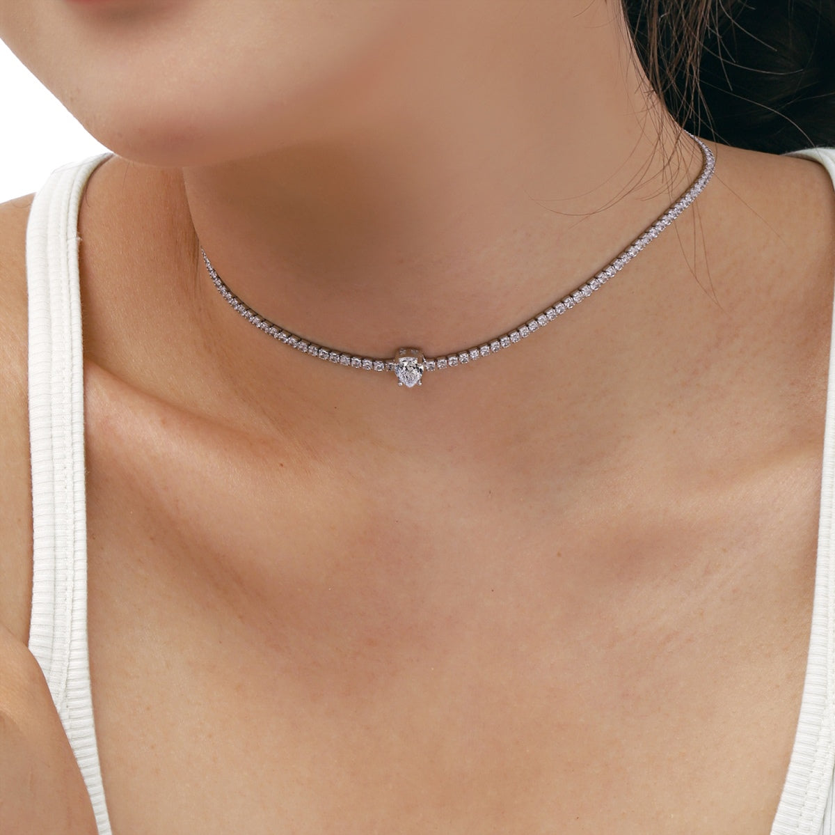 [Luxe Jewelry]1.0 carat Unique Pear Cut Tennis Necklace