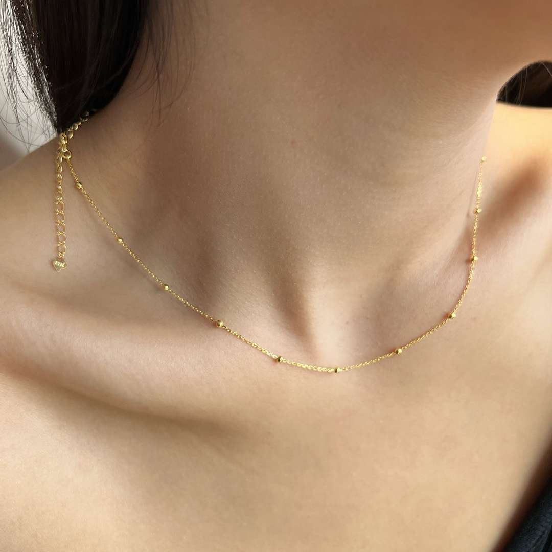 [Luxe Jewelry]Small Bead Clavicle Chain Simple Necklace