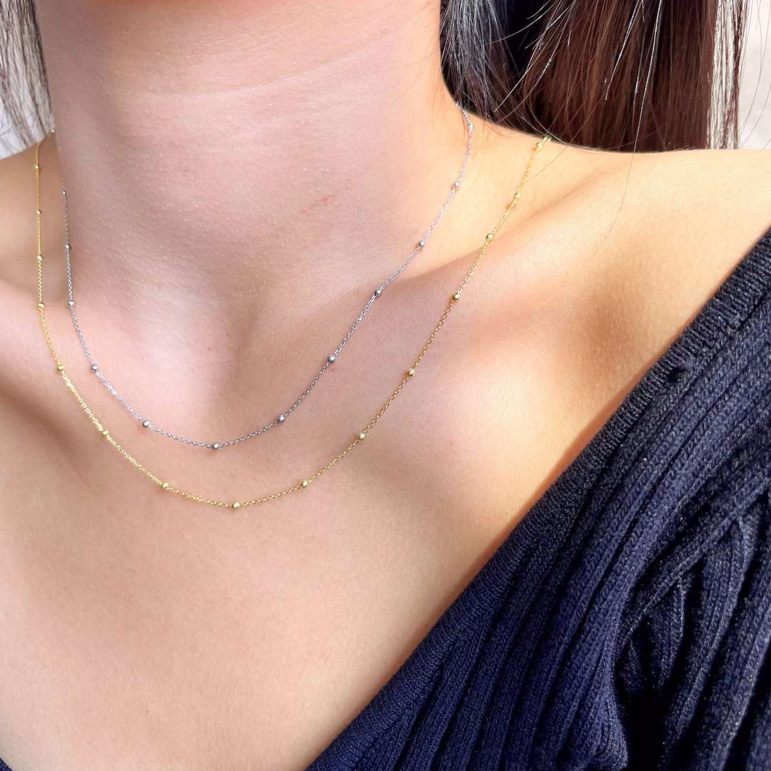 [Luxe Jewelry]Small Bead Clavicle Chain Simple Necklace