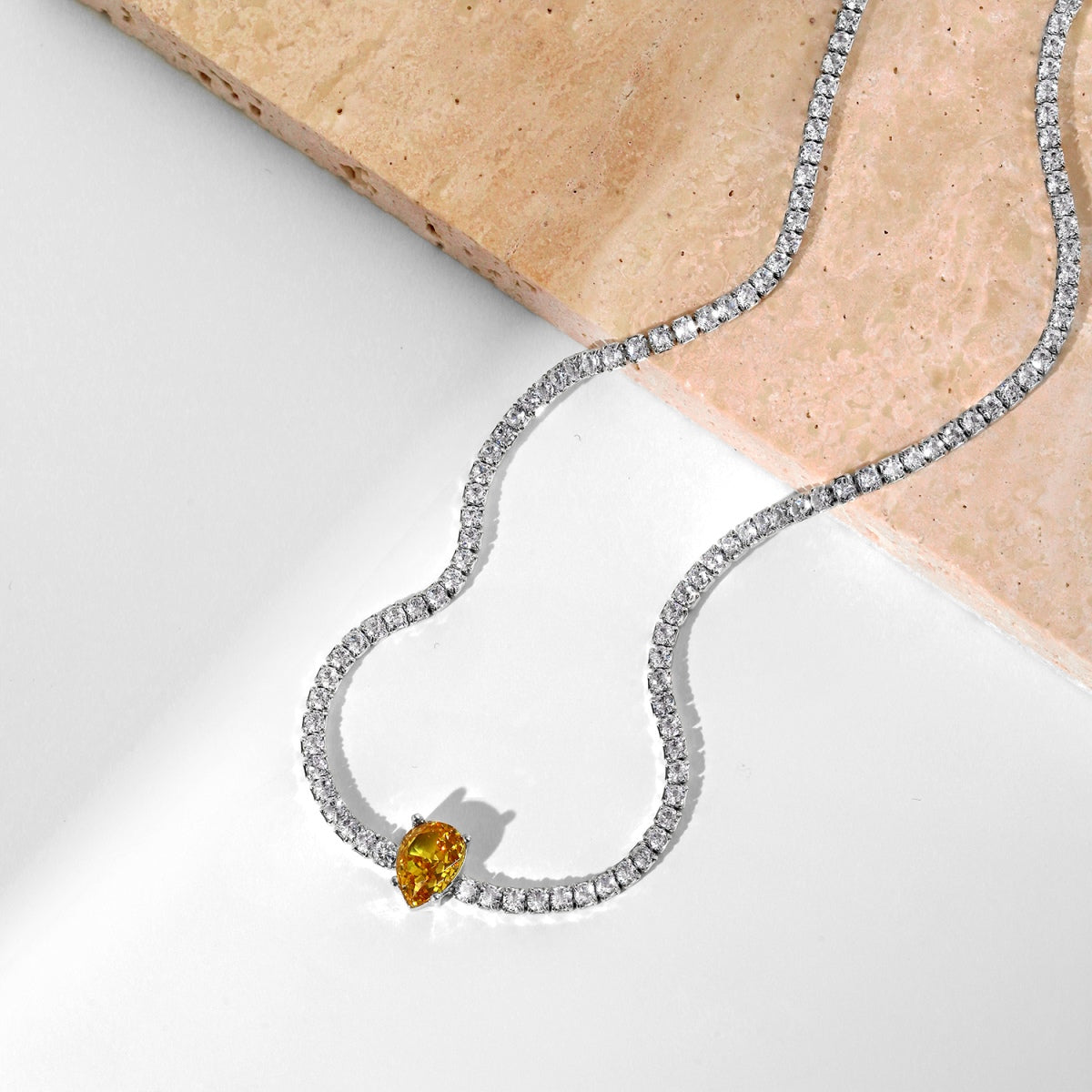 [Luxe Jewelry]1.0 carat Unique Pear Cut Tennis Necklace