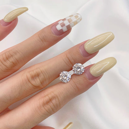 [Luxe Jewelry]Stylish Shiny Round Center Stone Stud Earrings