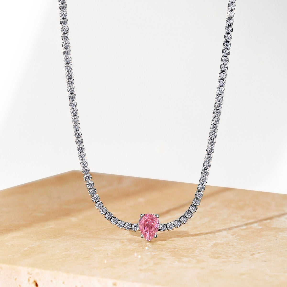 [Luxe Jewelry]1.0 carat Unique Pear Cut Tennis Necklace
