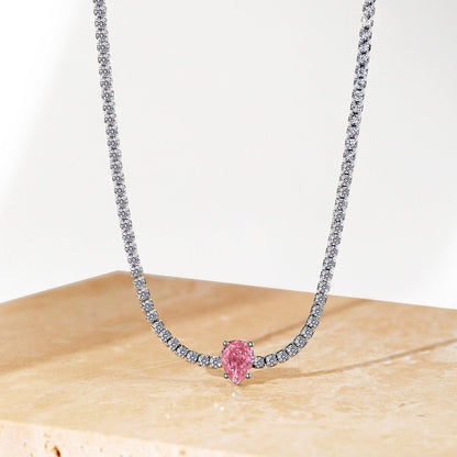 [Luxe Jewelry]1.0 carat Unique Pear Cut Tennis Necklace