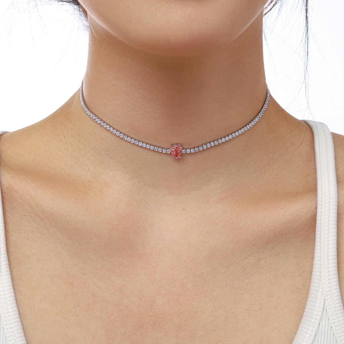 [Luxe Jewelry]1.0 carat Unique Pear Cut Tennis Necklace