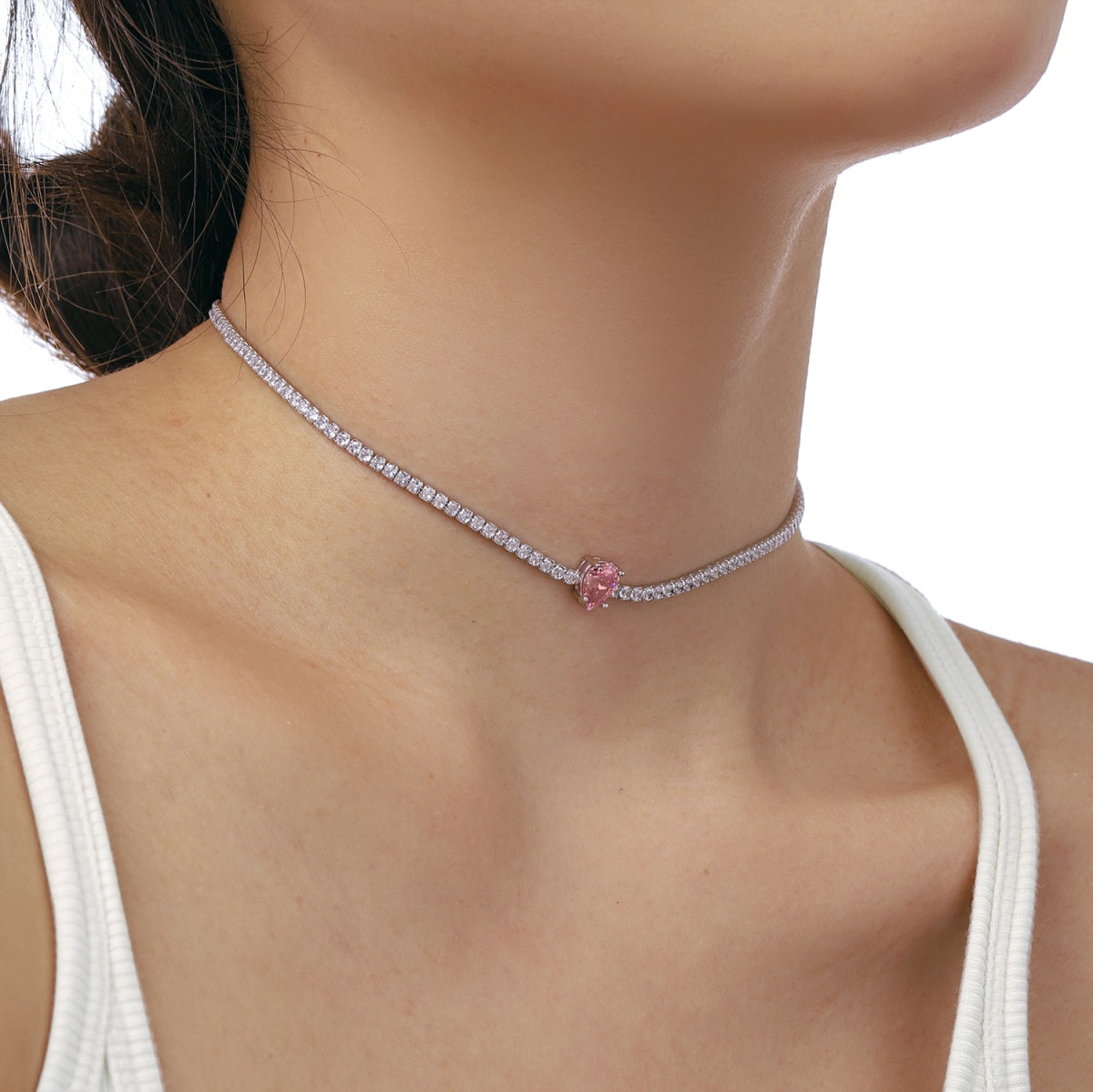 [Luxe Jewelry]1.0 carat Unique Pear Cut Tennis Necklace