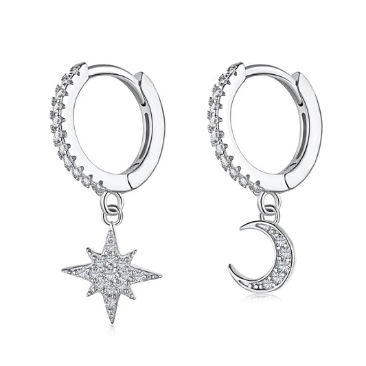 [Luxe Jewelry]Star and Moon Asymmetric Earrings