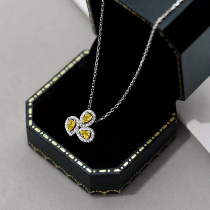 [Luxe Jewelry]Elegant Flower Shape Pear Cut Necklace
