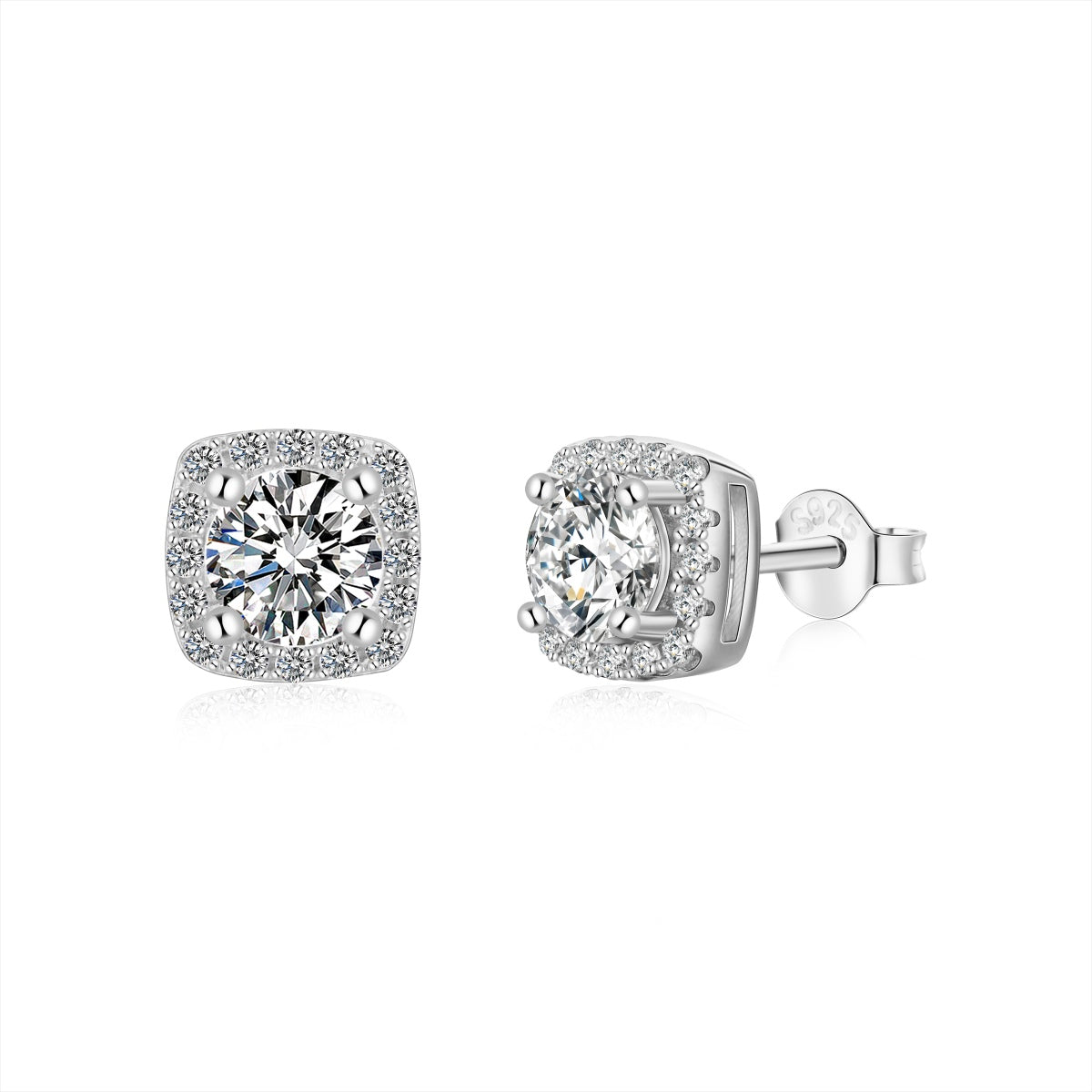 [Luxe Jewelry]Classic Round Center Stone Stud Earrings