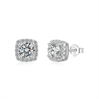 [Luxe Jewelry]Classic Round Center Stone Stud Earrings