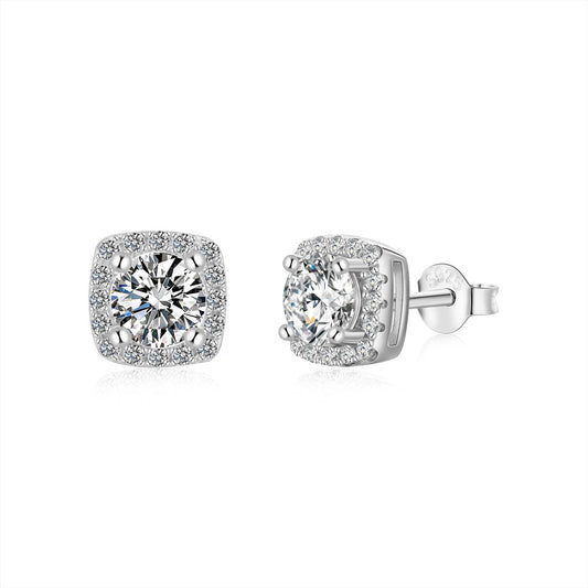 [Luxe Jewelry]Classic Round Center Stone Stud Earrings