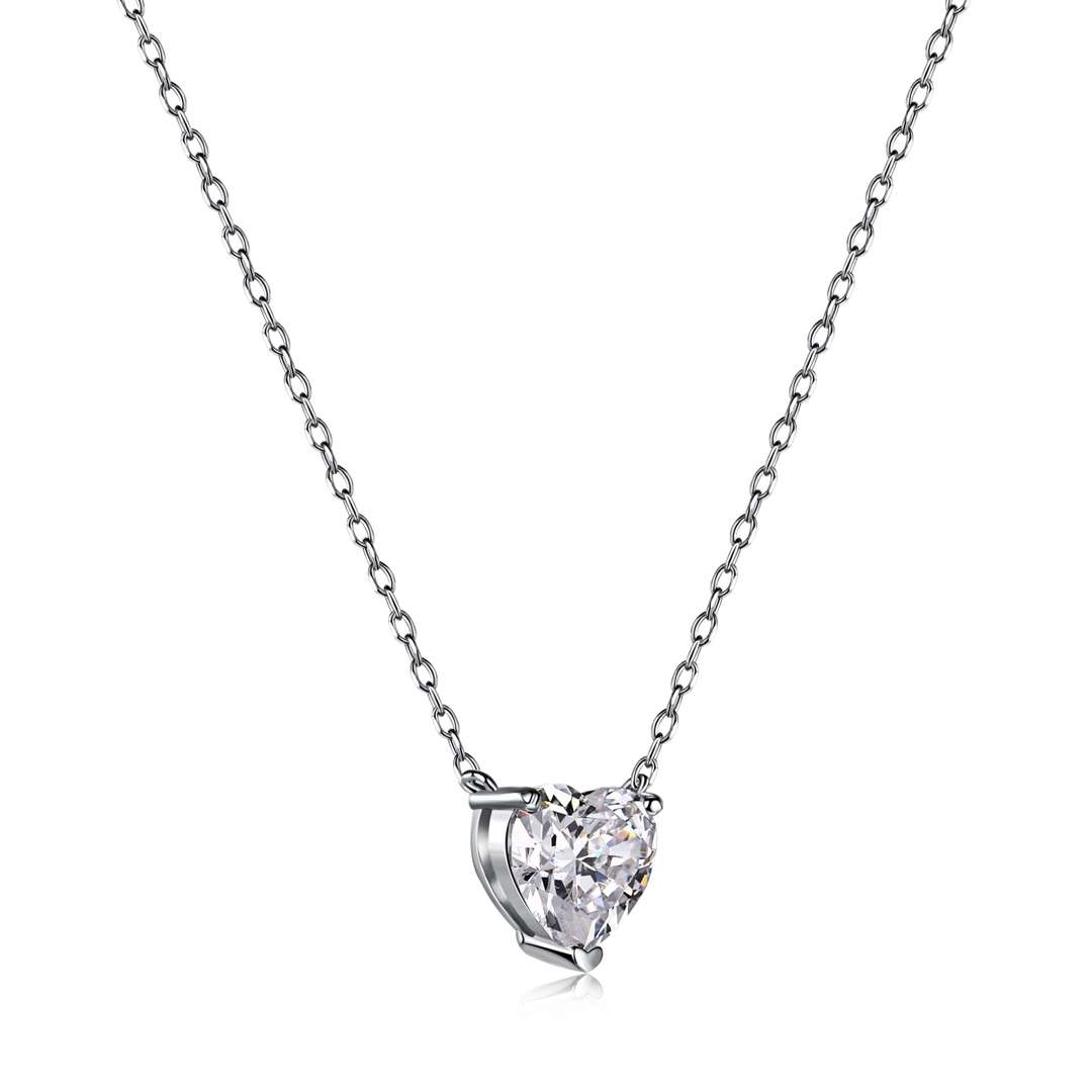 [Luxe Jewelry]Heart Shape Main Stone Pendant Collarbone Necklace