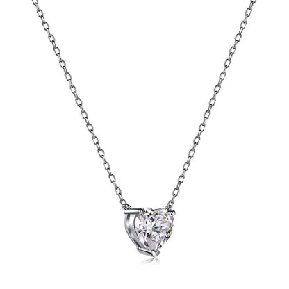 [Luxe Jewelry]Heart Shape Main Stone Pendant Collarbone Necklace