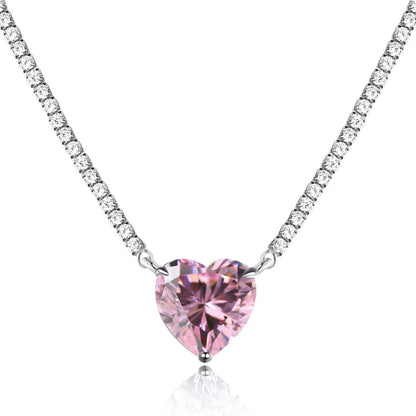 [Luxe Jewelry]8.0 Carat Versatile Colorful Sweet Heart-Shaped Tennis Necklace