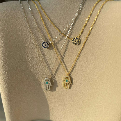 [Luxe Jewelry]Demon Eye Hamsa Palm Necklace