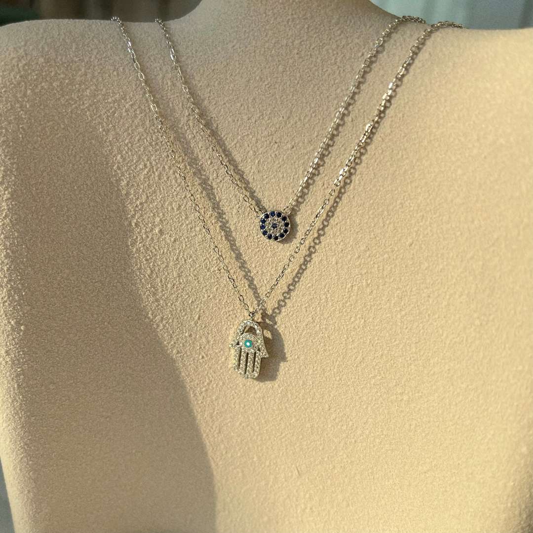 [Luxe Jewelry]Demon Eye Hamsa Palm Necklace