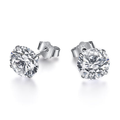 [Luxe Jewelry]Stylish Shiny Round Center Stone Stud Earrings