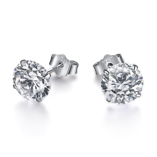 [Luxe Jewelry]Stylish Shiny Round Center Stone Stud Earrings