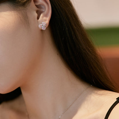 [Luxe Jewelry]Ornate Flower Shape Pear Cut Lover Earrings