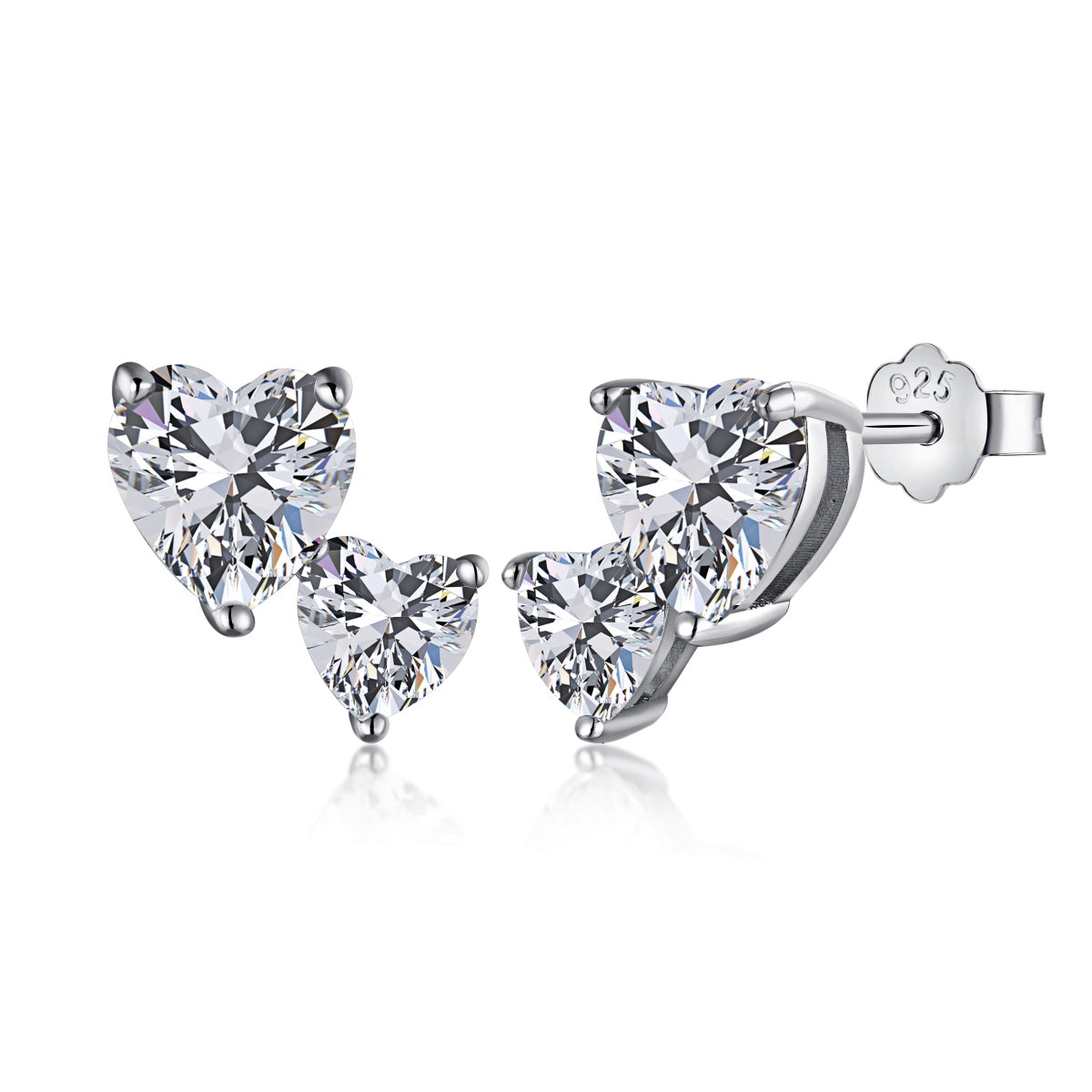 [Luxe Jewelry]Double Heart-Shape Classic Princess Style Earrings