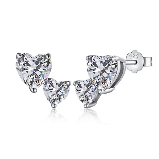 [Luxe Jewelry]Double Heart-Shape Classic Princess Style Earrings