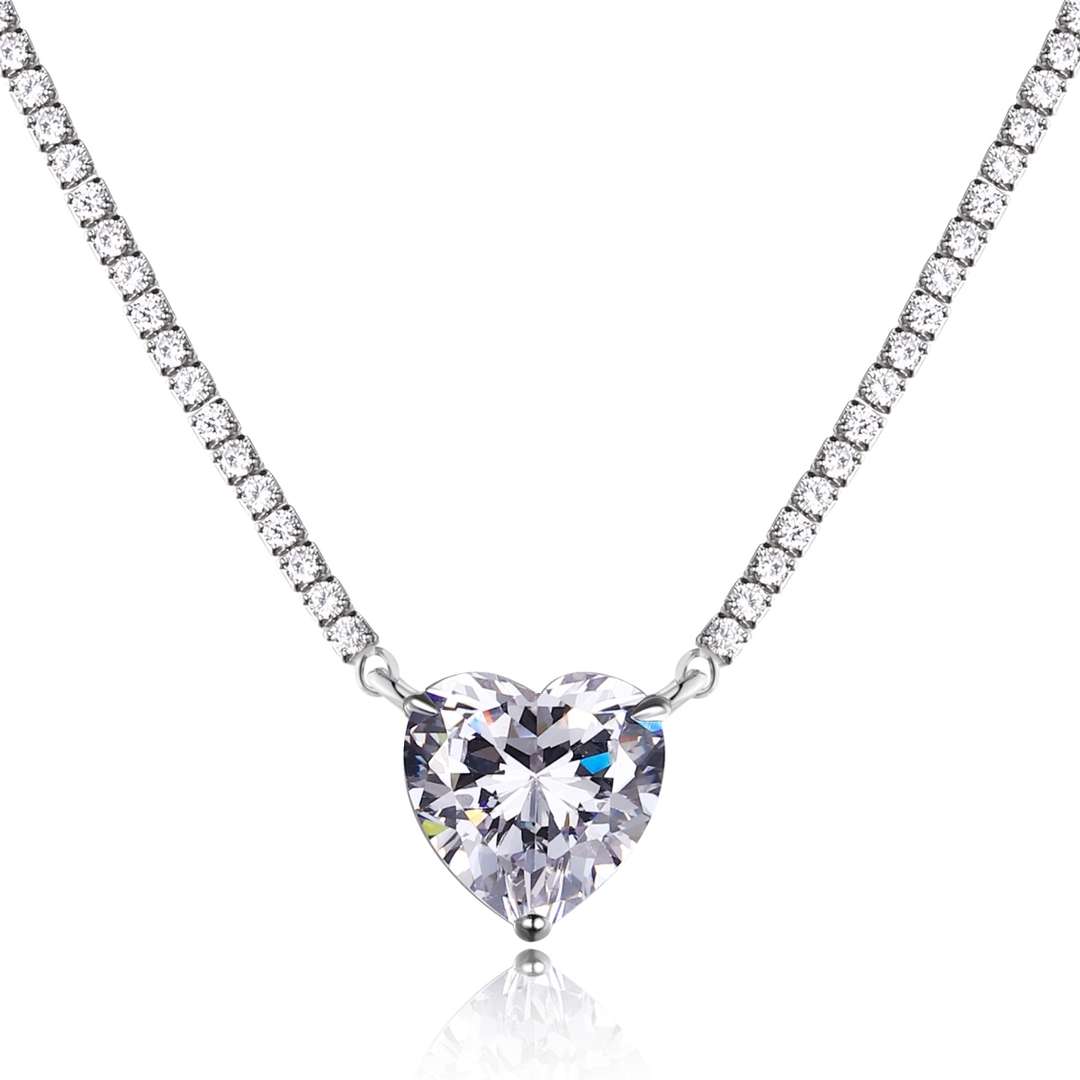 [Luxe Jewelry]8.0 Carat Versatile Colorful Sweet Heart-Shaped Tennis Necklace