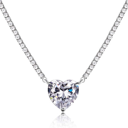 [Luxe Jewelry]8.0 Carat Versatile Colorful Sweet Heart-Shaped Tennis Necklace