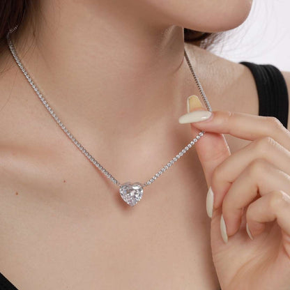 [Luxe Jewelry]8.0 Carat Versatile Colorful Sweet Heart-Shaped Tennis Necklace