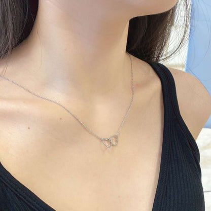 [Luxe Jewelry]Sterling Silver Love Double Ring Necklace